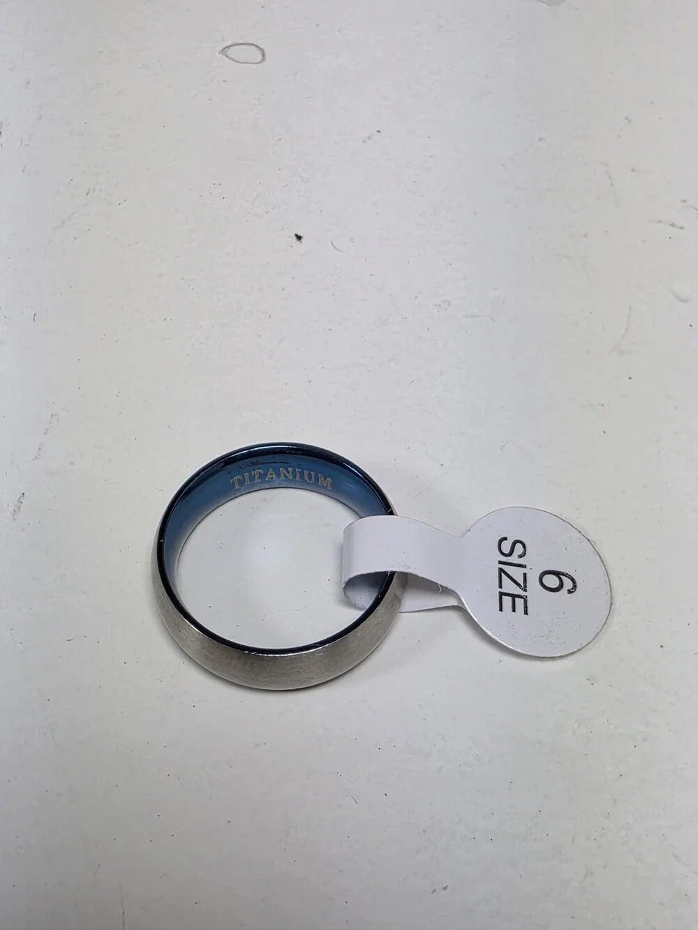 Titanium Blue and Silver Men's Titanium Ring - Size 6
